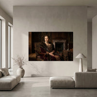 Regal Noblewoman Historical Portrait Oil Painting Style Canvas Print Wall Art Grandeur - Mockup Display 5