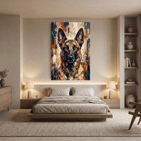 German Shepherd Abstract Oil Painting Style Canvas Print Wall Art, Expressive Decor - Mockup Display 5