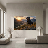 Majestic Rottweiler Dog Sunset Mountain Vista Canvas Print Wall Art - Scenic - Mockup Display 5