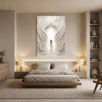 Ethereal Woman in Winged Archway Textured Style Canvas Print Wall Art, Serene Hope - Mockup Display 5
