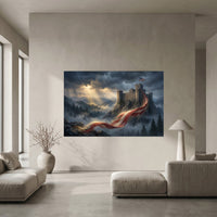 Patriotic Liberty Castle Oil Painting Style Canvas Print Wall Art for Study - Mockup Display 5