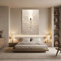 Divine Angelic Figure Textured Canvas Print Wall Art, Ethereal Sanctuary Decor - Mockup Display 5