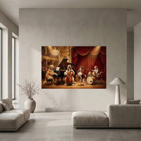 Whimsical Dog Orchestra Oil Painting Style Canvas Print Wall Art, Elegant Decor - Mockup Display 5
