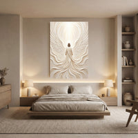 Divine Figure Angelic Wings Textured Canvas Print Wall Art, Spiritual Home Decor - Mockup Display 5