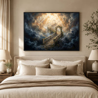 Heavenly Stairway Oil Painting Style Canvas Print Wall Art for Serenity - Mockup Display 5