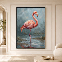 Majestic Flamingo Oil Painting Style Canvas Print Wall Art for Nature Lovers - Mockup Display 5
