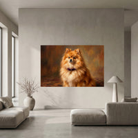 Pomeranian Canvas Wall Art, Painterly Dog Portrait Print, Warm Living Room Decor