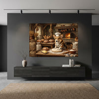 Charming Corgi Baker Oil Painting Style Canvas Print Wall Art for Kitchen Decor - Mockup Display 5