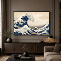 Iconic Japanese Great Wave Ukiyo-e Style Canvas Print Wall Art, Timeless Classic - Mockup Display 5
