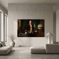 Elegant Gentleman with Greyhound Oil Painting Style Canvas Print Wall Art, Classic Decor - Mockup Display 5