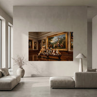 Five Dogs Admiring Art Museum Oil Painting Style Canvas Print Wall Decor - Mockup Display 5