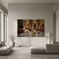 Elegant Dogs in Gallery Oil Painting Style Canvas Print Wall Art Decor - Mockup Display 5
