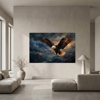 Bald Eagle Canvas Wall Art, Patriotic Wildlife Print, Dramatic Living Room Decor