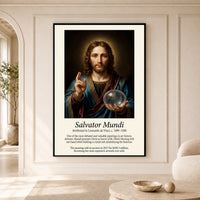 Jesus Christ Salvator Mundi Oil Painting Style Canvas Print Wall Art, Divine - Mockup Display 5