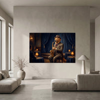 Golden Retriever Saxophone Player Oil Painting Style Canvas Print Wall Art, Jazzy Decor - Mockup Display 5