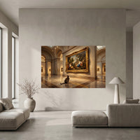 Curious Cat in Museum Oil Painting Style Canvas Print Wall Art, Elegant Gallery Decor - Mockup Display 5