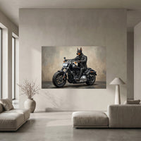 Doberman Biker Dog Oil Painting Style Canvas Print Wall Art, Man Cave Decor - Mockup Display 5