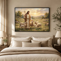 Jesus the Good Shepherd Oil Painting Style Canvas Print Wall Art for Devotion - Mockup Display 5