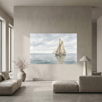 Serene Sailboat Watercolor Style Seascape Canvas Print Wall Art for Coastal Homes - Mockup Display 5