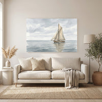 Serene Sailboat Watercolor Style Seascape Canvas Print Wall Art for Coastal Homes - Mockup Display 6