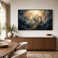 Heavenly Stairway Oil Painting Style Canvas Print Wall Art for Serenity - Mockup Display 6