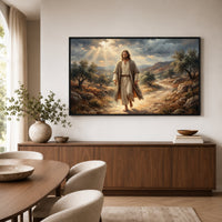 Jesus Christ Divine Light Oil Painting Style Canvas Print Wall Art, Inspirational Decor - Mockup Display 6