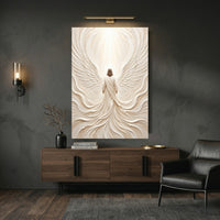 Divine Figure Angelic Wings Textured Canvas Print Wall Art, Spiritual Home Decor - Mockup Display 6