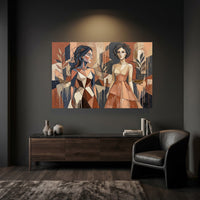 Abstract Cubist Women Figures Modern Canvas Print Wall Art, Elegant Decor - Mockup Display 6