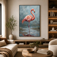 Majestic Flamingo Oil Painting Style Canvas Print Wall Art for Nature Lovers - Mockup Display 6