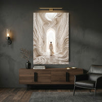 Ethereal Woman in Sculptural Archway Abstract Canvas Print Wall Art, Serene White - Mockup Display 6