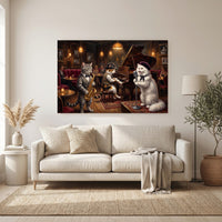 Sophisticated Jazz Cats Oil Painting Style Canvas Print Wall Art for Music Lovers - Mockup Display 6