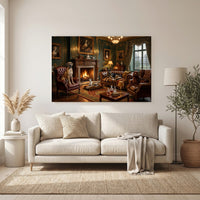 Aristocratic Dogs in Grand Living Room Oil Painting Style Canvas Print Wall Art, Elegant Decor - Mockup Display 6
