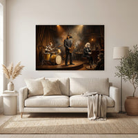 Dapper Dogs Jazz Band Oil Painting Style Canvas Print Wall Art for Music Lovers - Mockup Display 6