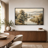 Tranquil River Landscape Oil Painting Style Canvas Print Wall Art for Home Decor - Mockup Display 6
