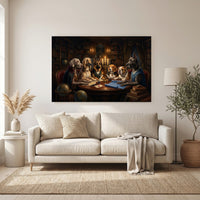 Canine Council Oil Painting Style Canvas Print Wall Art for Study Room - Mockup Display 6
