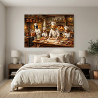 Charming Dog Chefs Oil Painting Style Canvas Print Wall Art for Kitchen Decor - Mockup Display 6