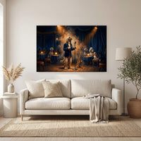 Dapper Dog Jazz Singer Oil Painting Style Canvas Print Wall Art, Elegant Decor - Mockup Display 6