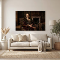 Regal Noblewoman Historical Portrait Oil Painting Style Canvas Print Wall Art Grandeur - Mockup Display 6
