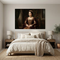 Elegant Noblewoman Portrait Oil Painting Style Canvas Print Wall Art, Majestic - Mockup Display 6
