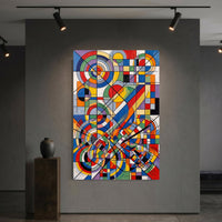 Abstract Geometric Cubist Style Canvas Print Wall Art Modern Dynamic Decor - Mockup Display 6