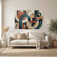 Modern Abstract Geometric Oil Painting Style Canvas Print Wall Art Contemporary Home Decor - Mockup Display 6
