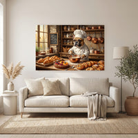 Charming French Bulldog Baker Oil Painting Style Canvas Print Wall Art, Kitchen Decor - Mockup Display 6