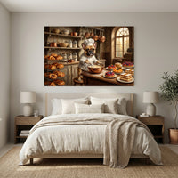 French Bulldog Chef Baking Kitchen Oil Painting Style Canvas Print Wall Art Decor - Mockup Display 6