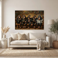 Chimpanzee Bar Canvas Wall Art, Painterly Monkey Group Print, Playful Lounge Decor