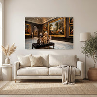 Charming Dogs Museum Oil Painting Style Canvas Print Wall Art for Pet Lovers - Mockup Display 6