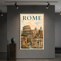 Historic Rome Cityscape Illustration Canvas Print Wall Art, Iconic Italy - Mockup Display 6