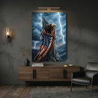 Resilient Eagle American Flag Thunderstorm Canvas Print Wall Art - Bold Statement Piece - Mockup Display 6