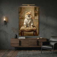 Pomeranian Dog in Robe Oil Painting Style Canvas Print Wall Art for Elegant Decor - Mockup Display 6