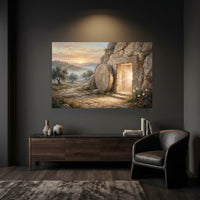 Empty Tomb Resurrection Oil Painting Style Canvas Print Wall Art, Divine Decor - Mockup Display 6
