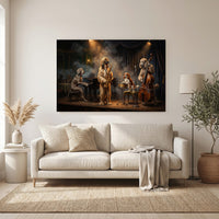 Jazzy Dogs Band Classic Painting Style Canvas Print Wall Art for Sophisticated Decor - Mockup Display 6